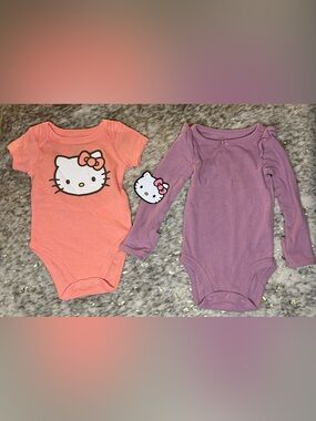 5 for $25🔥Hello Kitty & Carter's Set of 2‎ Bodysuits Baby Girl 3 Months
